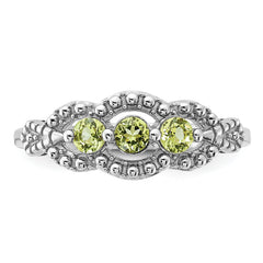 Sterling Silver Rhodium-plated Peridot Ring