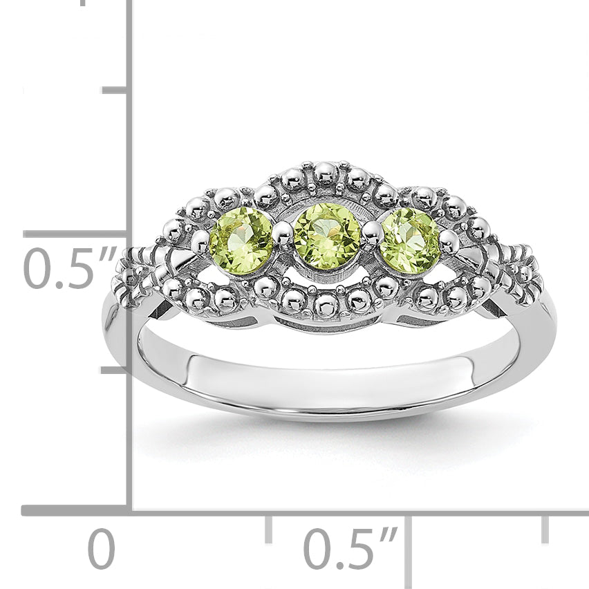 Sterling Silver Rhodium-plated Peridot Ring