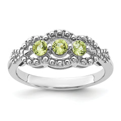 Sterling Silver Rhodium-plated Peridot Ring