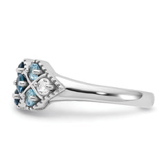 SS Rhodium-plated London Lt. Swiss Blue and White Topaz Ring