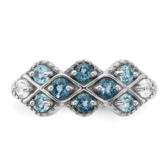 SS Rhodium-plated London Lt. Swiss Blue and White Topaz Ring