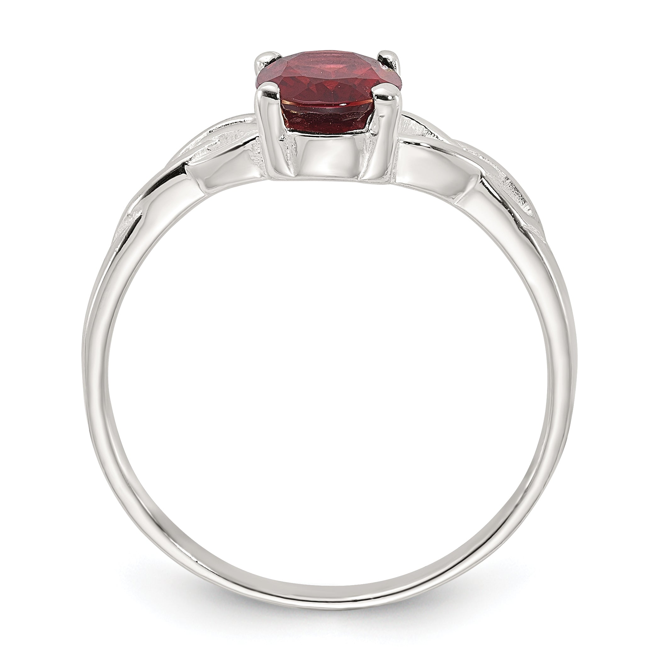 Sterling Silver Polished Garnet Ring