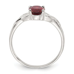 Sterling Silver Polished Garnet Ring