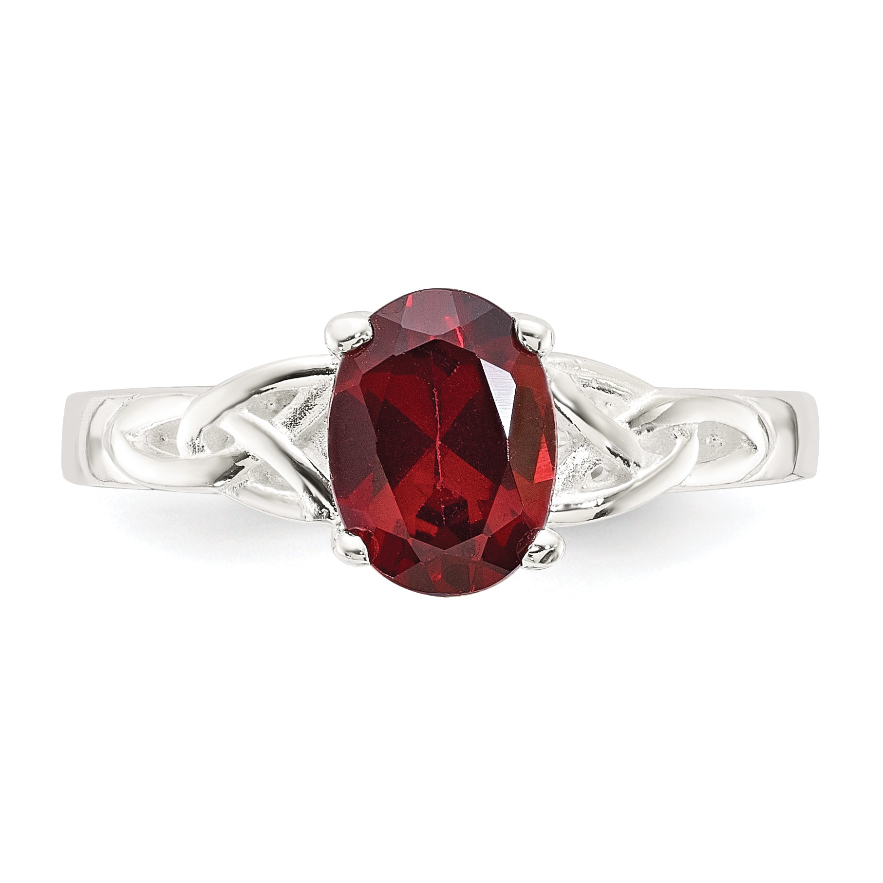 Sterling Silver Polished Garnet Ring