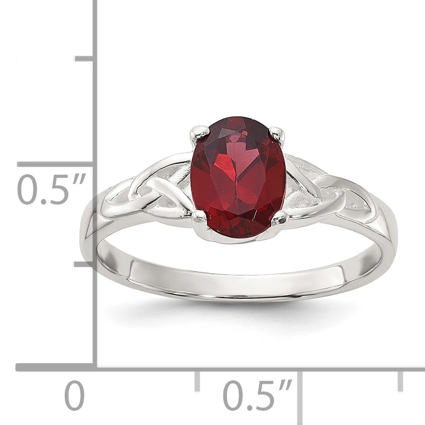 Sterling Silver Polished Garnet Ring