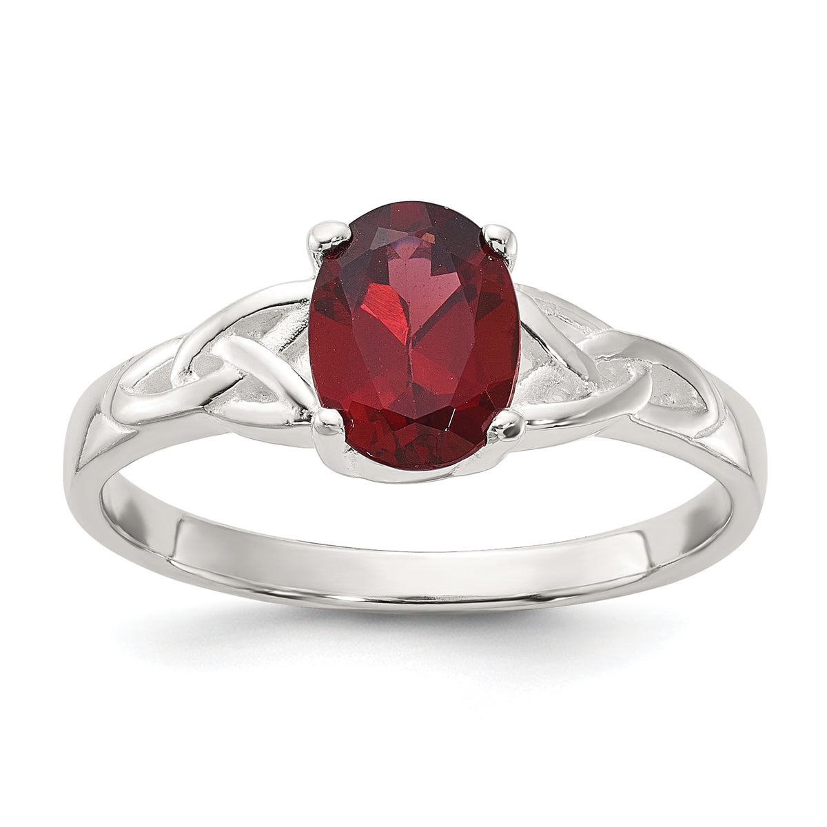 Sterling Silver Polished Garnet Ring