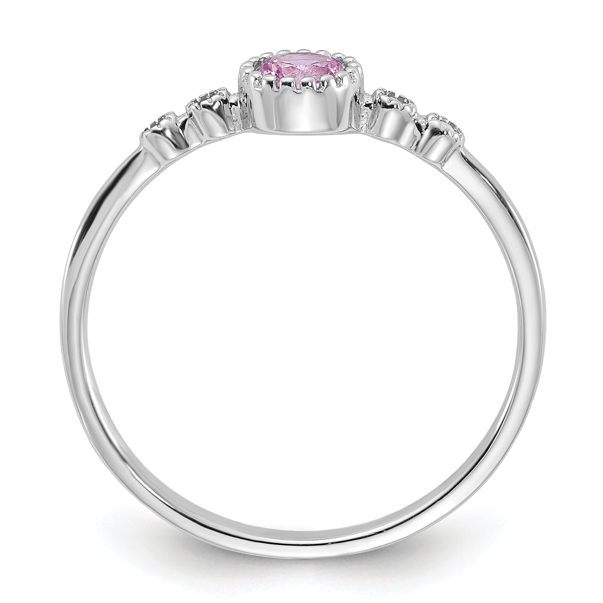 SS Rhodium-plated .37Pink and .02White Created Sapphire Ring