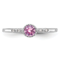 SS Rhodium-plated .37Pink and .02White Created Sapphire Ring