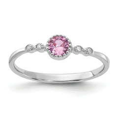 SS Rhodium-plated .37Pink and .02White Created Sapphire Ring