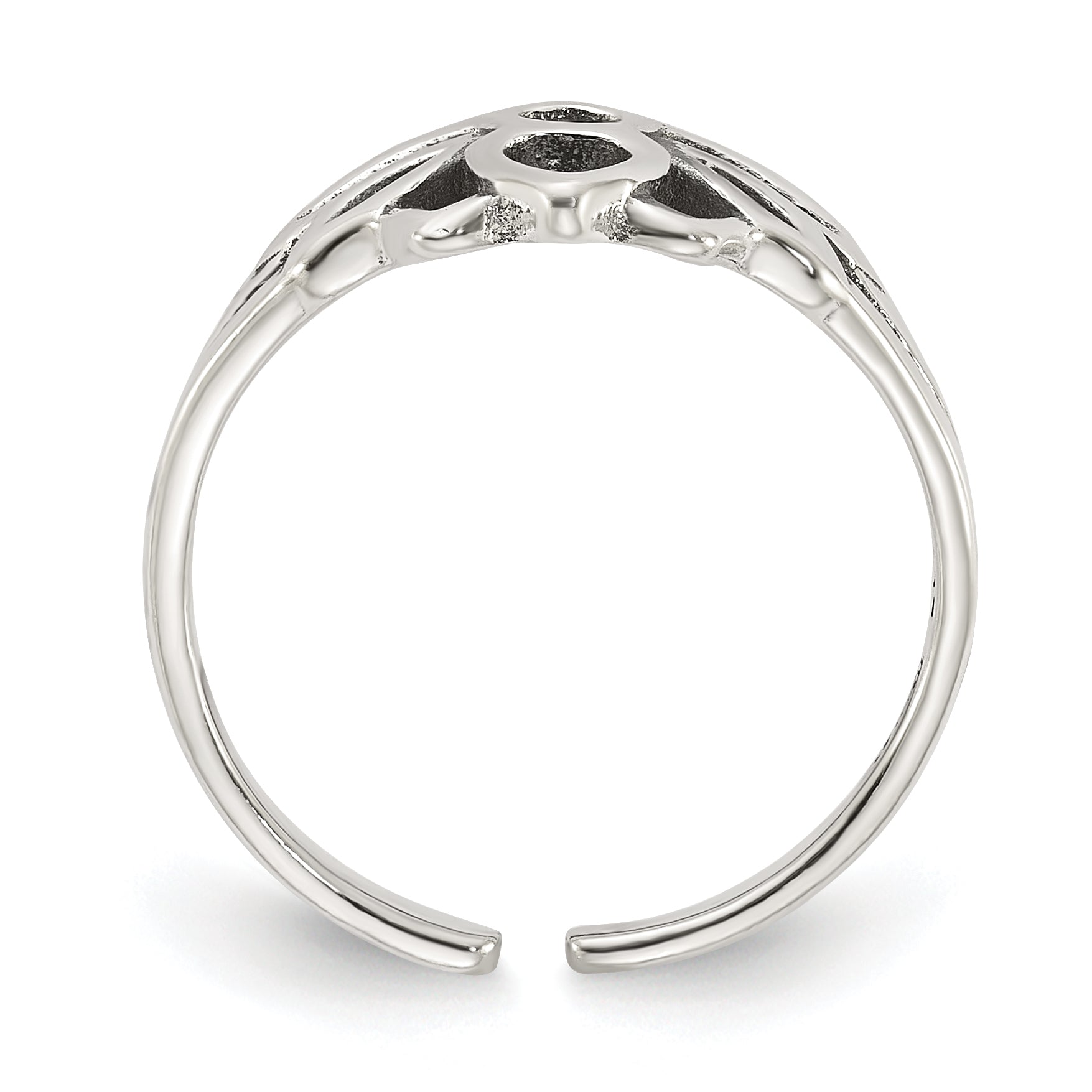 Sterling Silver Antiqued Lotus Flower Toe Ring