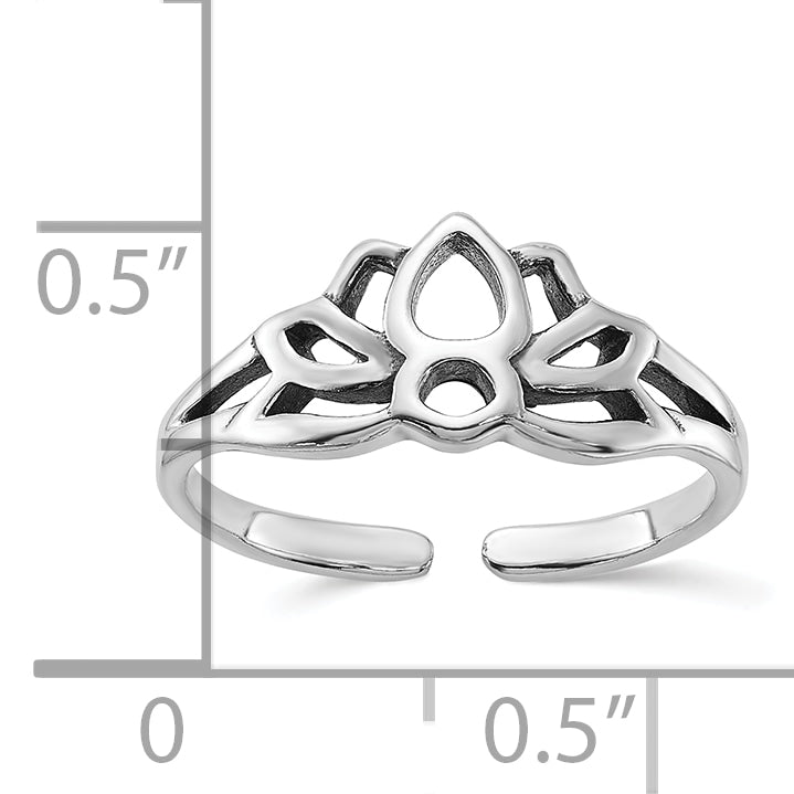 Sterling Silver Antiqued Lotus Flower Toe Ring