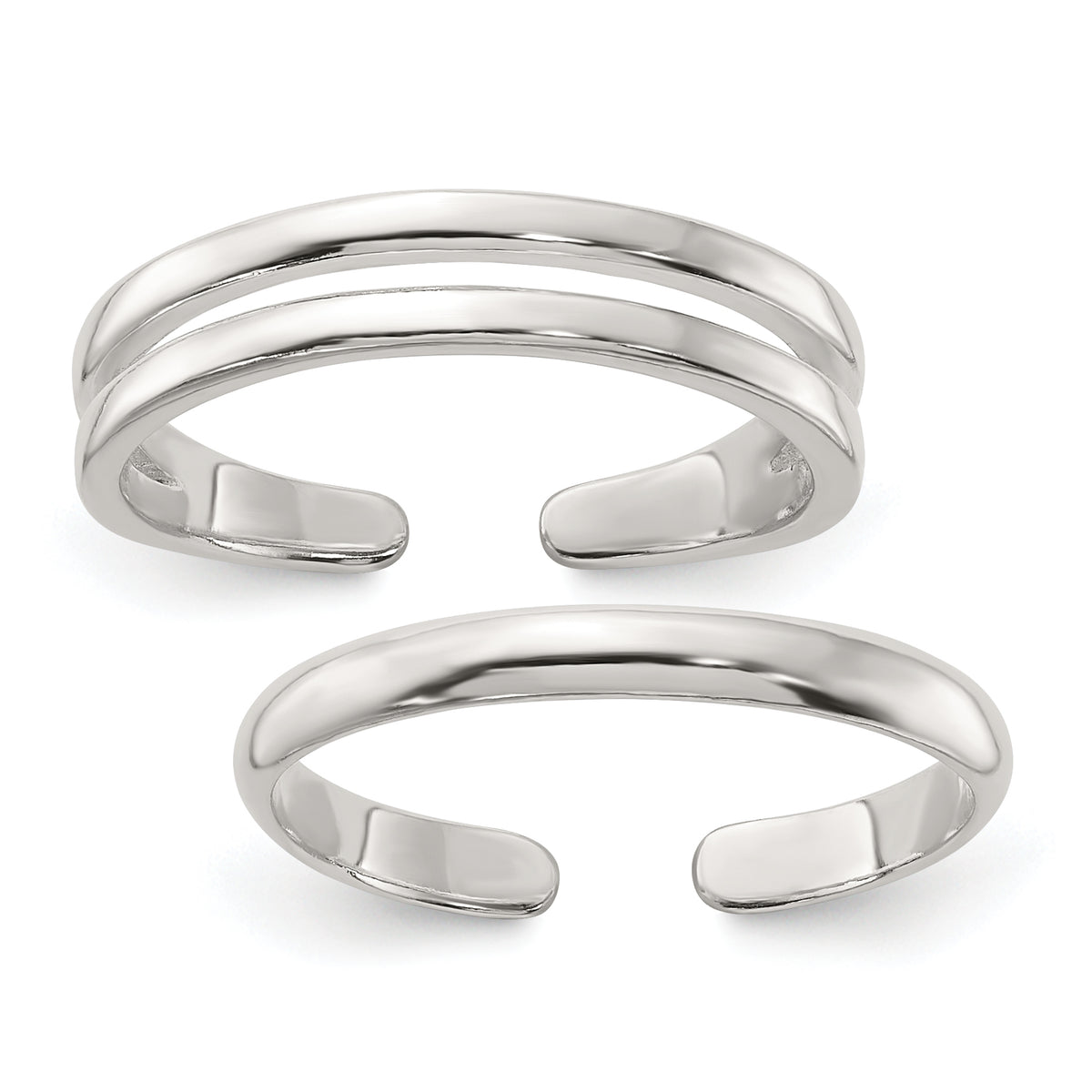 Sterling Silver Polished Set of 2 Toe Rings