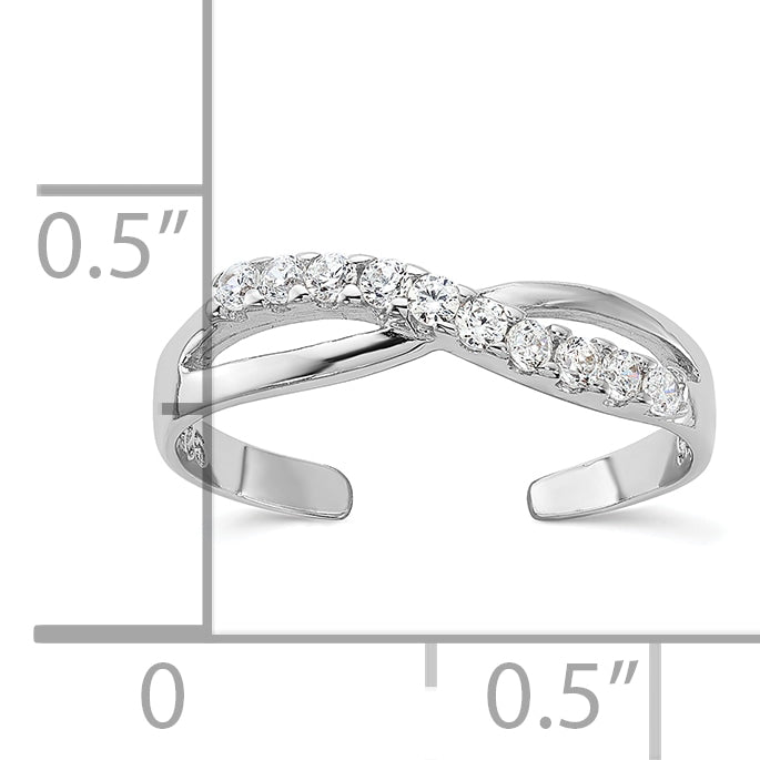 Sterling Silver Rhodium-plated CZ Toe Ring