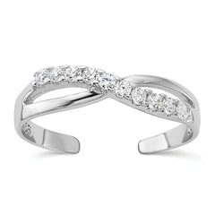 Sterling Silver Rhodium-plated CZ Toe Ring