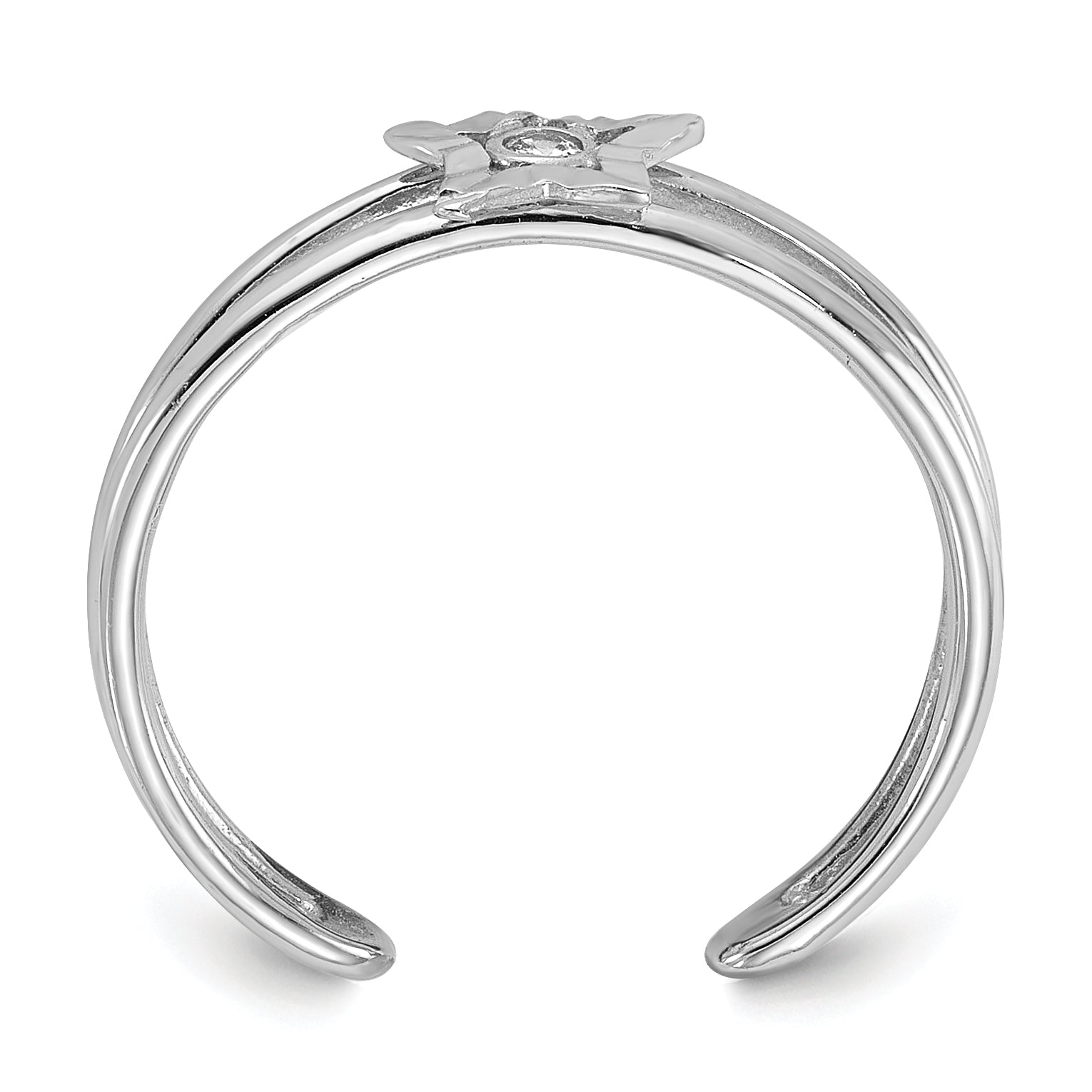 Sterling Silver Rhodium-plated CZ Star Toe Ring