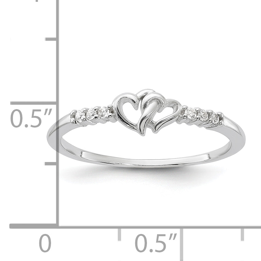 Sterling Silver E-coated CZ Heart Ring