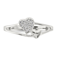 Sterling Silver Polished CZ Double Heart Ring