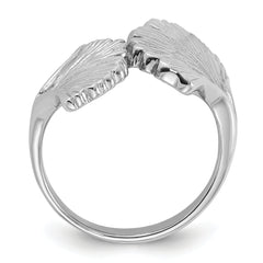 Sterling Silver Rhodium-Plated Polished Ginkgo Leaf Ring