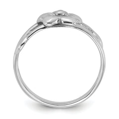 Sterling Silver Rhodium-Plated Polished Flower Ring