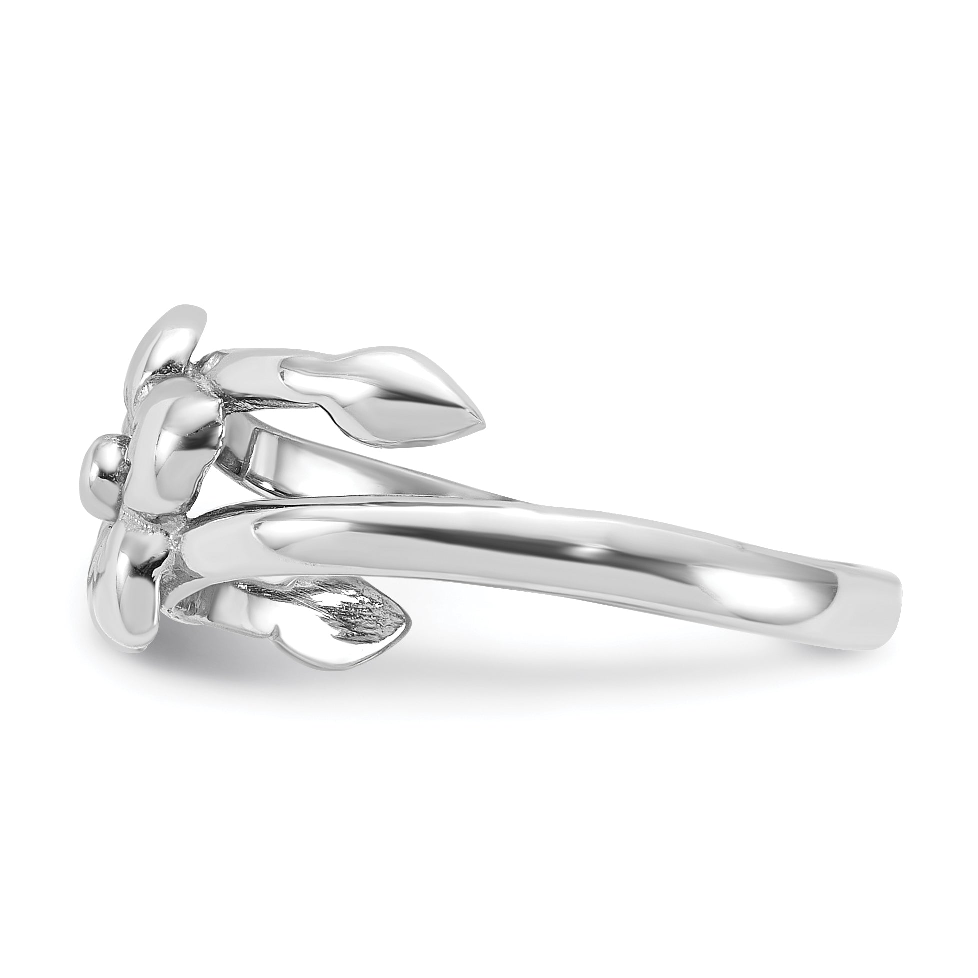 Sterling Silver Rhodium-Plated Polished Flower Ring