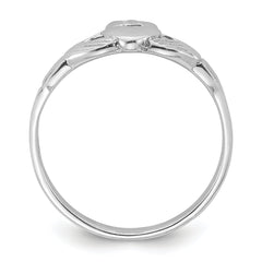 Sterling Silver Rhodium-plated Claddagh Ring