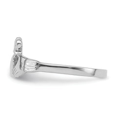 Sterling Silver Rhodium-plated Claddagh Ring