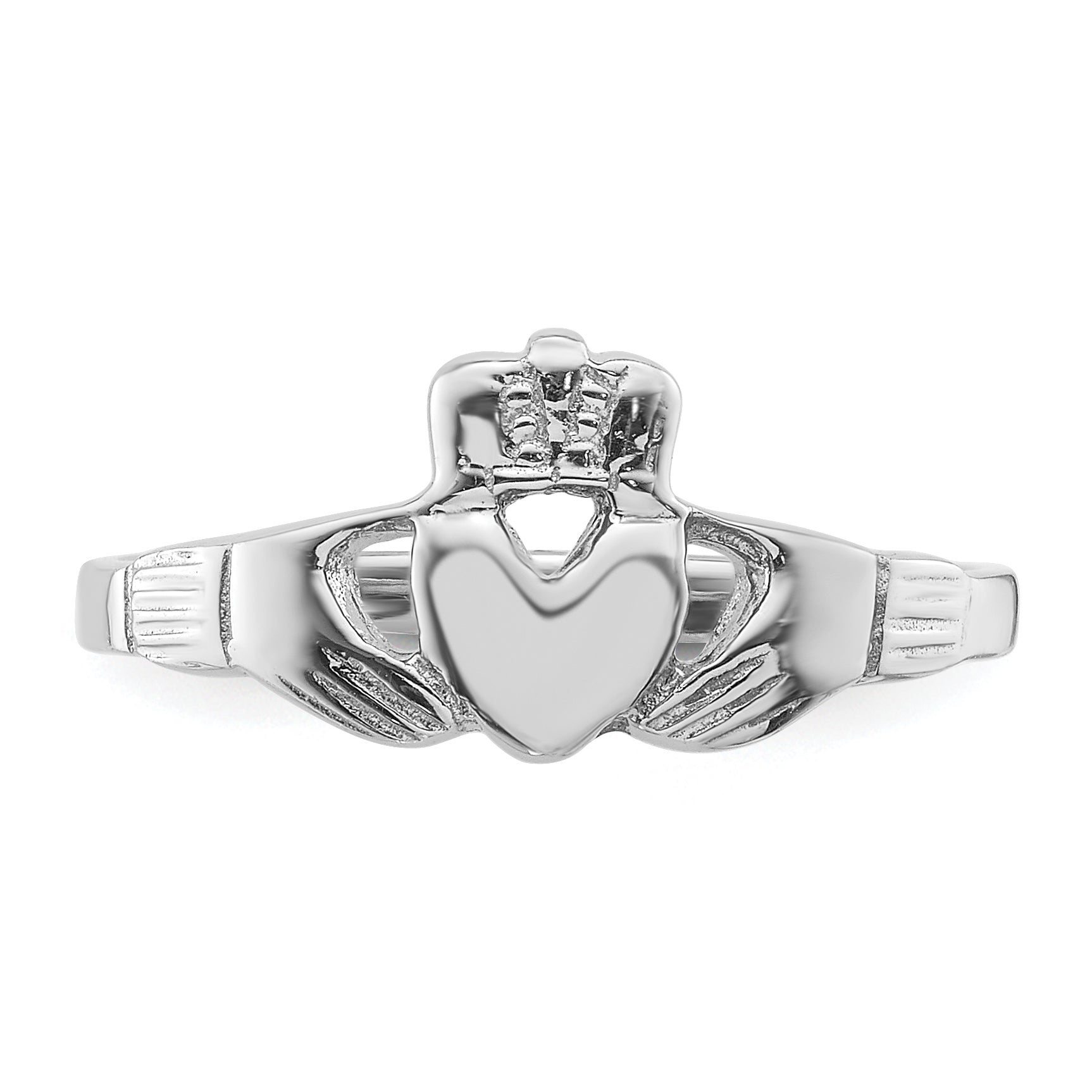 Sterling Silver Rhodium-plated Claddagh Ring