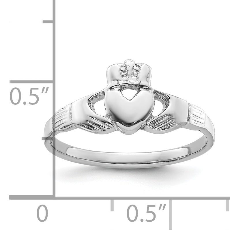 Sterling Silver Rhodium-plated Claddagh Ring