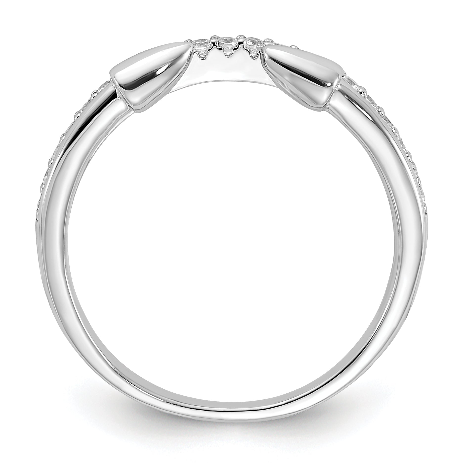 Sterling Silver Rhodium-plated CZ with Open Arrow Band