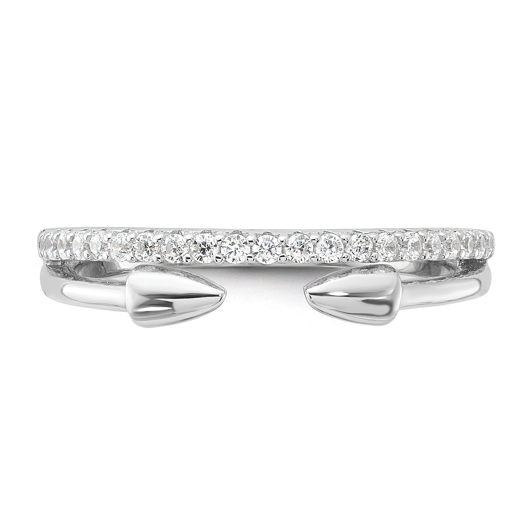 Sterling Silver Rhodium-plated CZ with Open Arrow Band