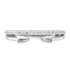 Sterling Silver Rhodium-plated CZ with Open Arrow Band