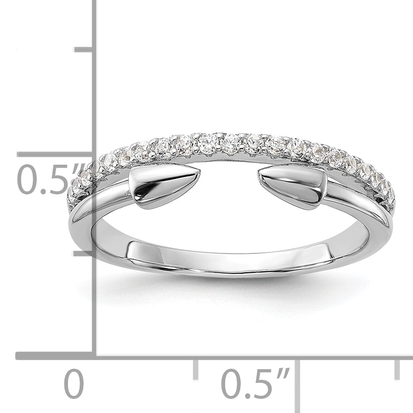 Sterling Silver Rhodium-plated CZ with Open Arrow Band