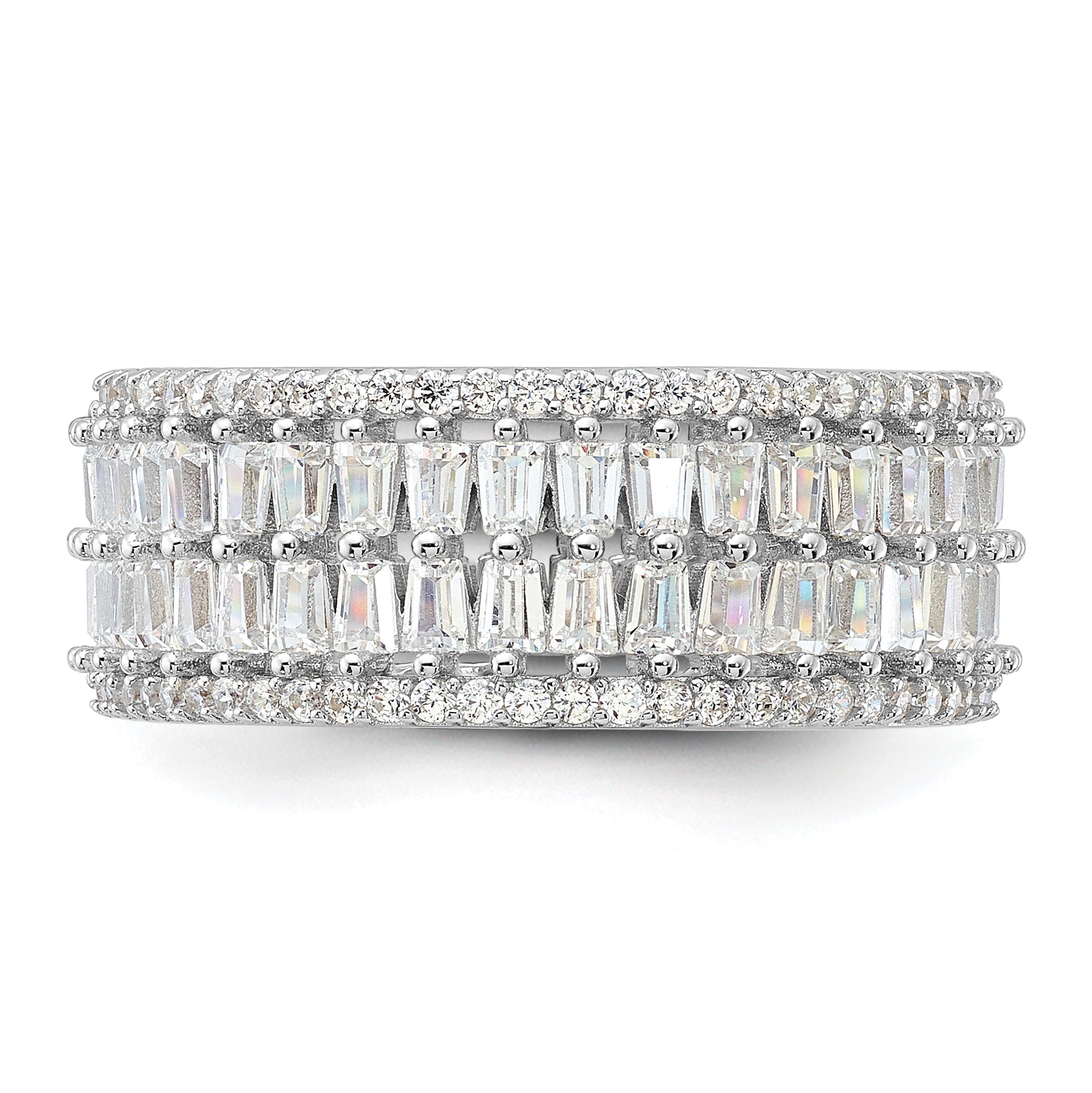 Sterling Silver Rhodium-plated CZ Eternity Band