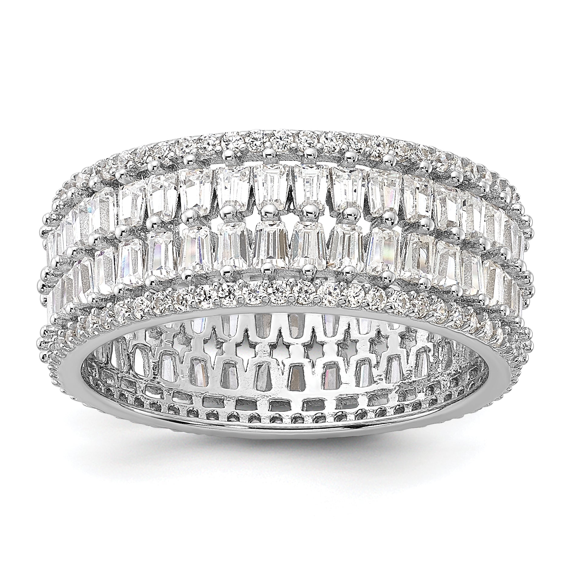 Sterling Silver Rhodium-plated CZ Eternity Band