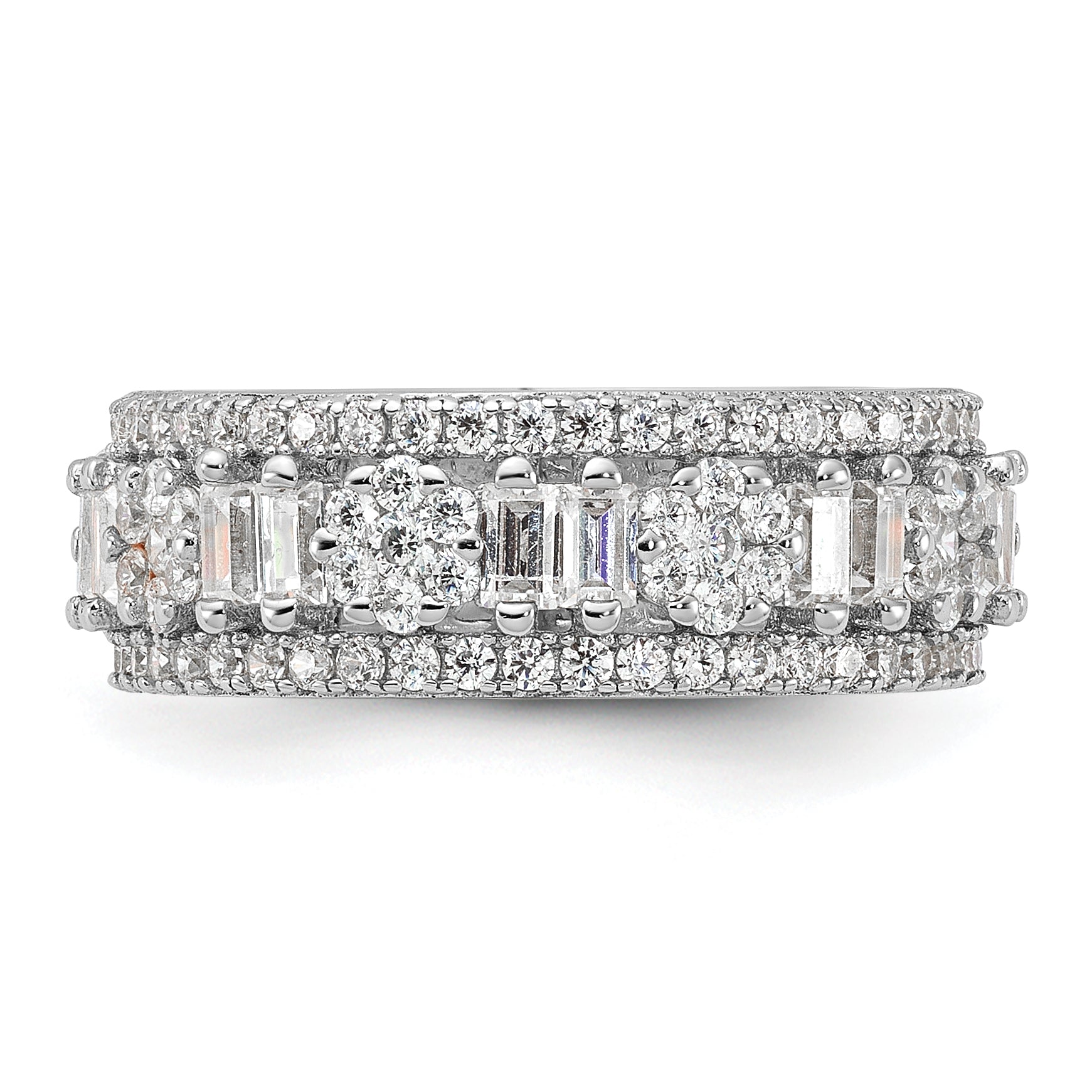 Sterling Silver Rhodium-plated CZ Eternity Band