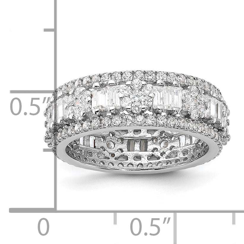 Sterling Silver Rhodium-plated CZ Eternity Band