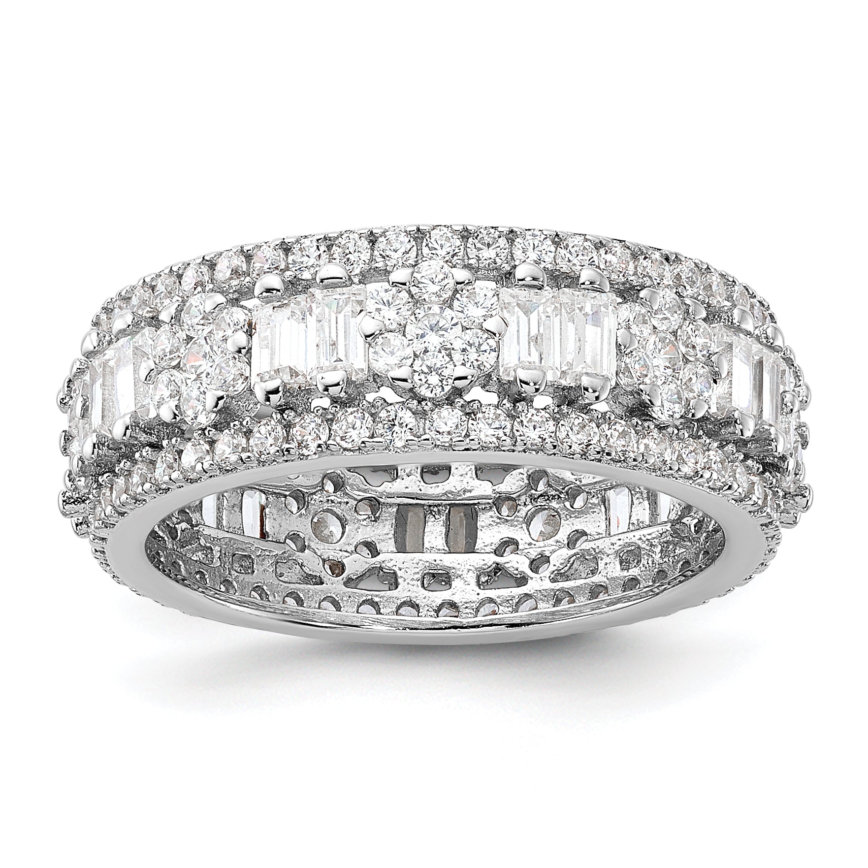 Sterling Silver Rhodium-plated CZ Eternity Band