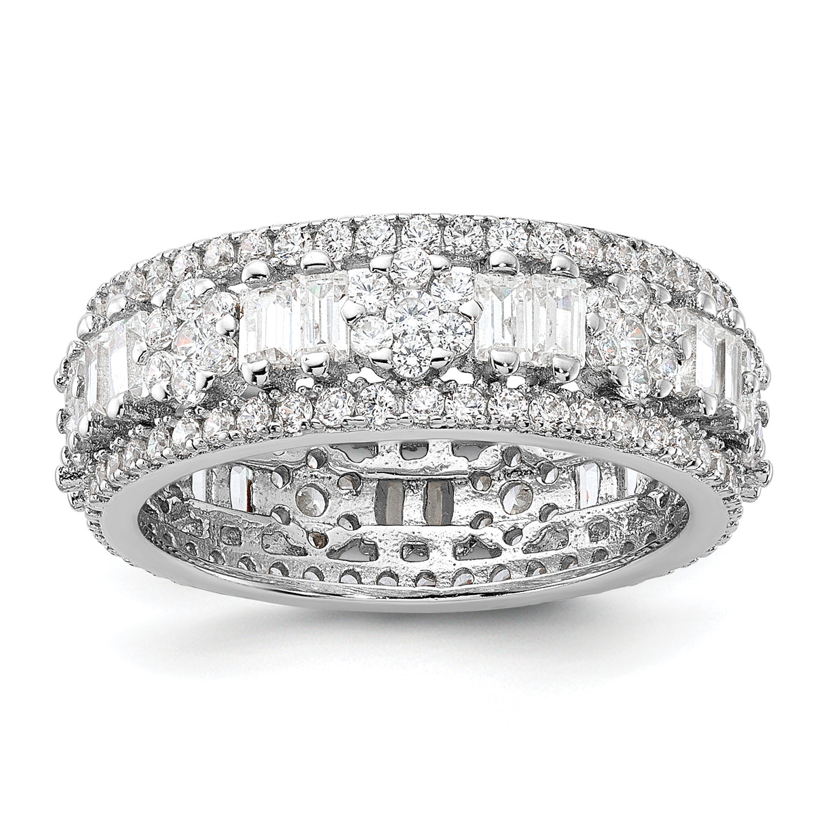 Sterling Silver Rhodium-plated CZ Eternity Band