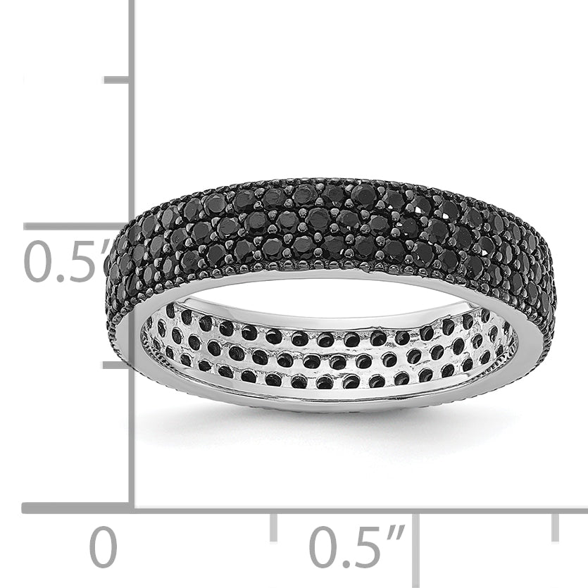 Sterling Silver Rhodium-plated Black Spinel 5mm Band