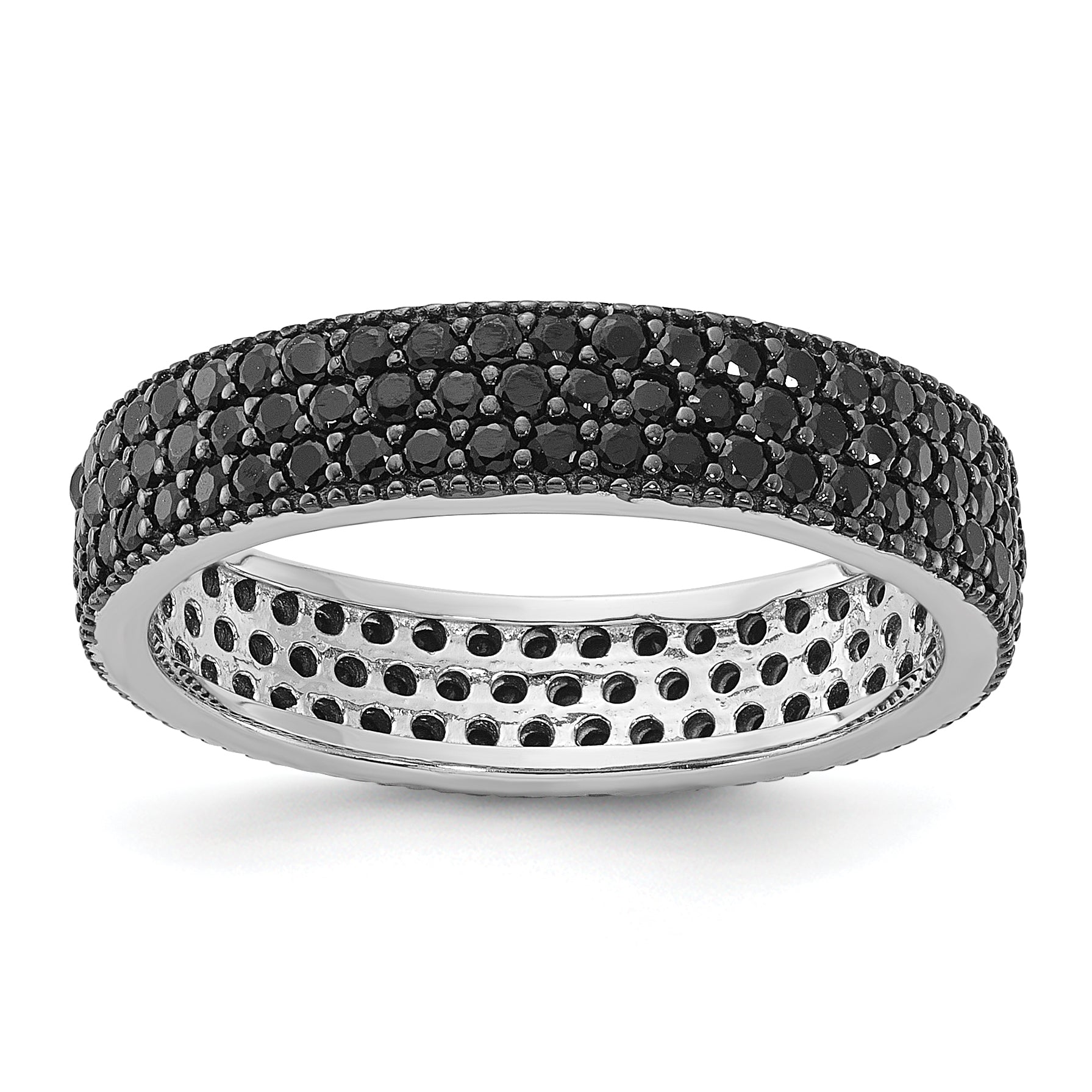 Sterling Silver Rhodium-plated Black Spinel 5mm Band