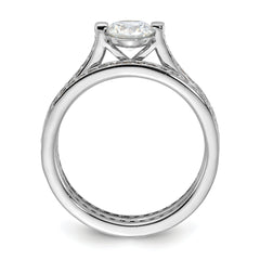 Sterling Silver Rhodium-plated CZ Eternity Engagement Ring and Band Set