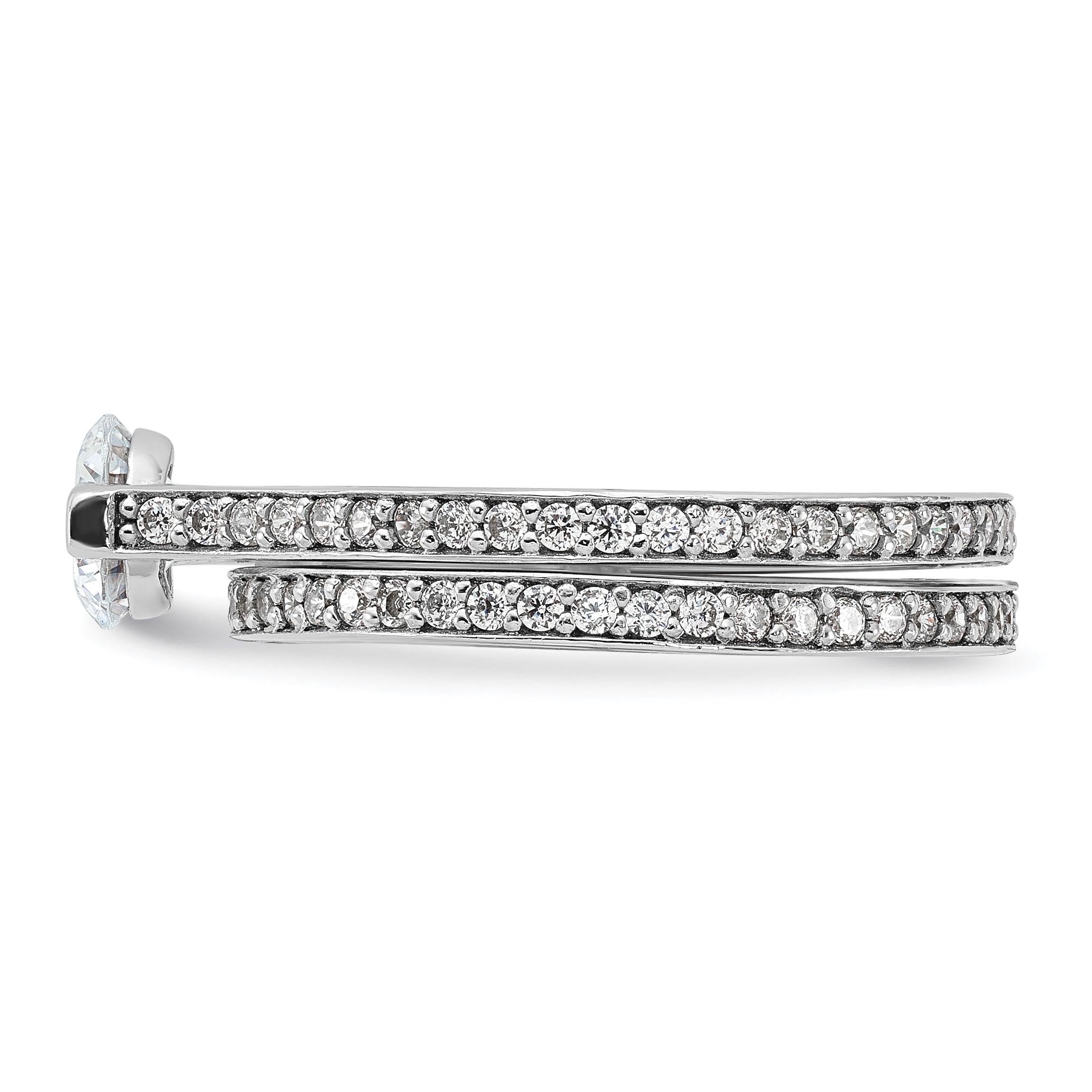 Sterling Silver Rhodium-plated CZ Eternity Engagement Ring and Band Set