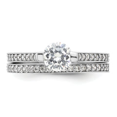 Sterling Silver Rhodium-plated CZ Eternity Engagement Ring and Band Set