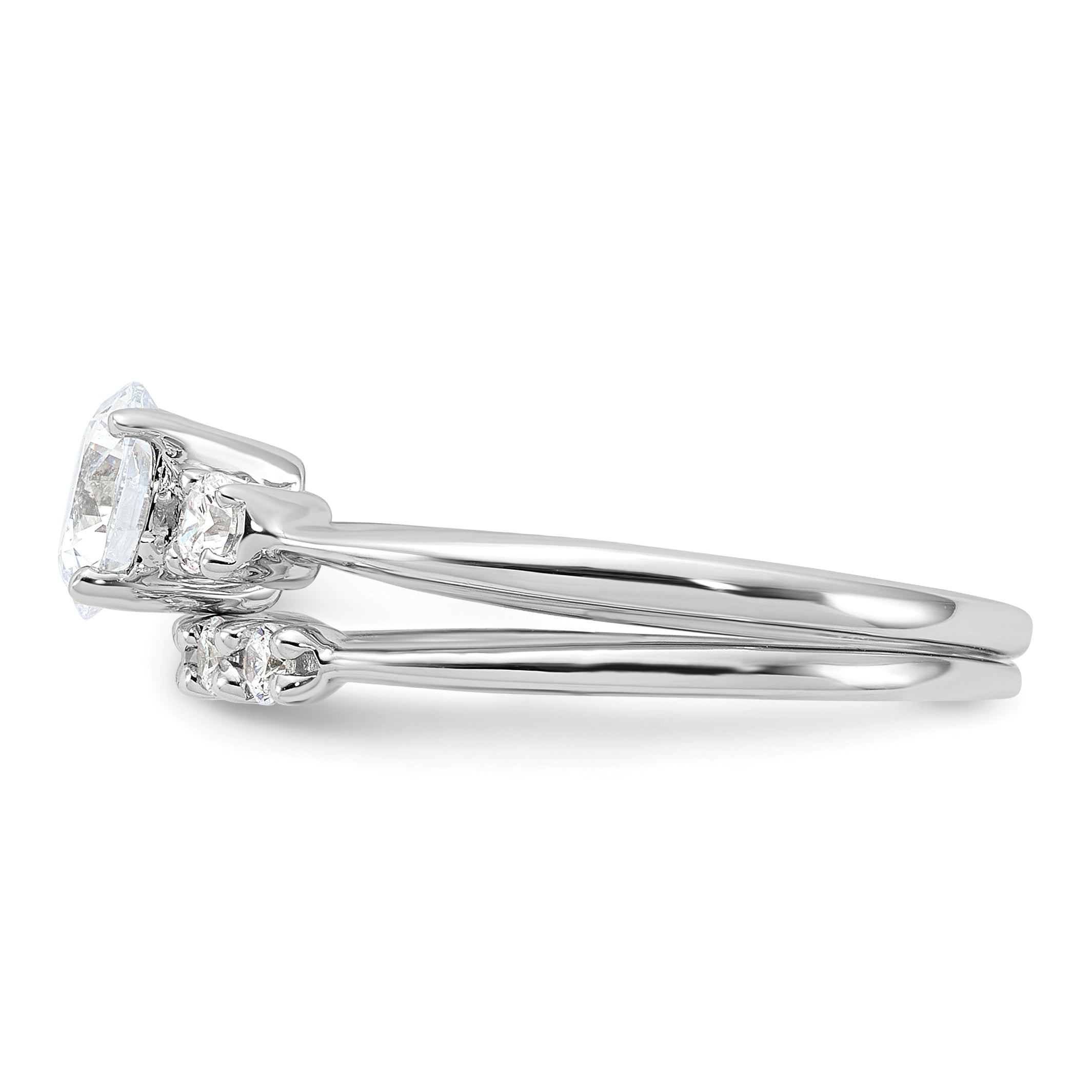 Sterling Silver Rhodium-plated Polished CZ Engagement Ring and Band Set