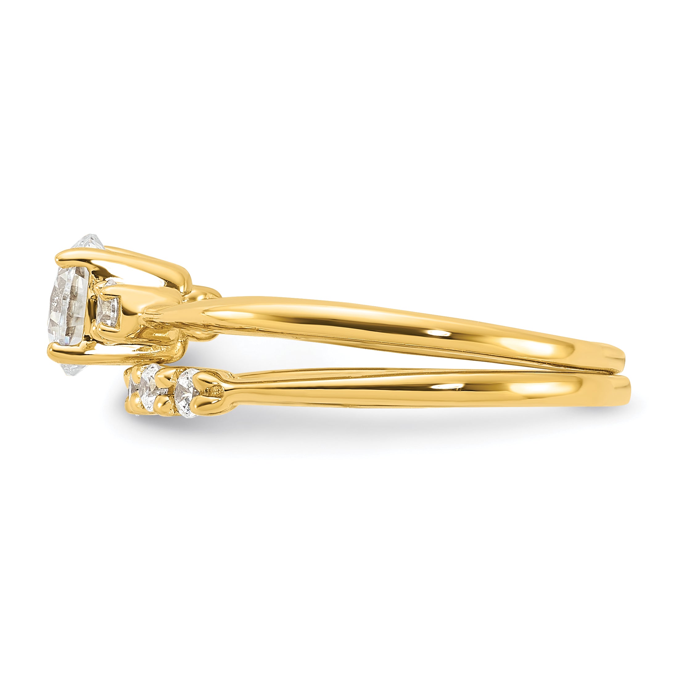 Sterling Silver Gold-Plated CZ Engagement Ring and Band Set