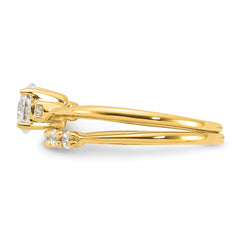 Sterling Silver Gold-Plated CZ Engagement Ring and Band Set