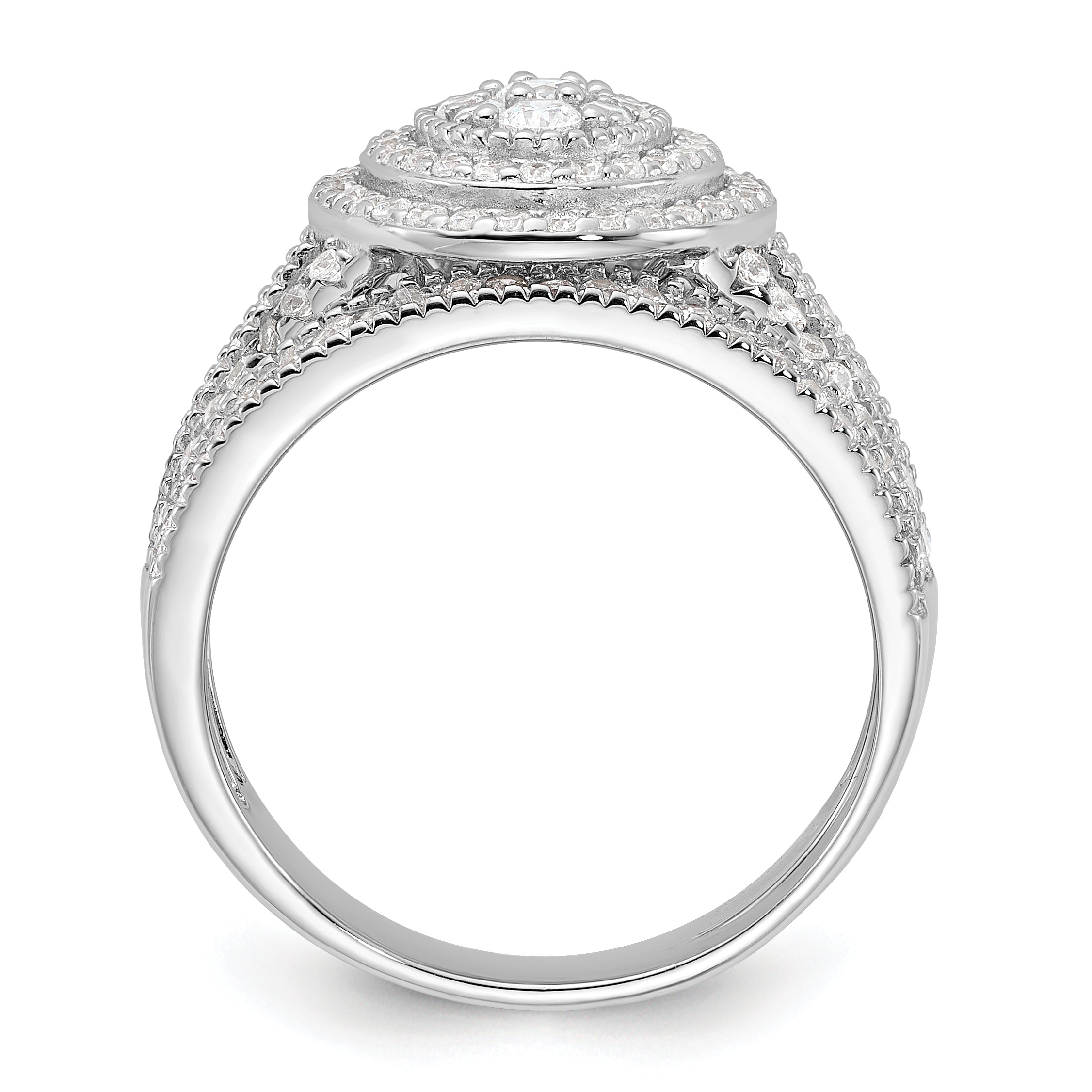 Sterling Silver Rhodium-plated CZ Ring and Band Set