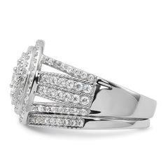 Sterling Silver Rhodium-plated CZ Ring and Band Set