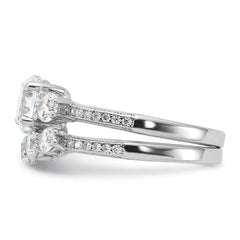 Sterling Silver Rhodium-plated CZ Engagement Ring and Band Set