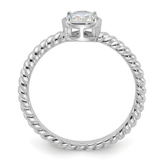 Sterling Silver Rhodium-plated CZ Twisted Ring